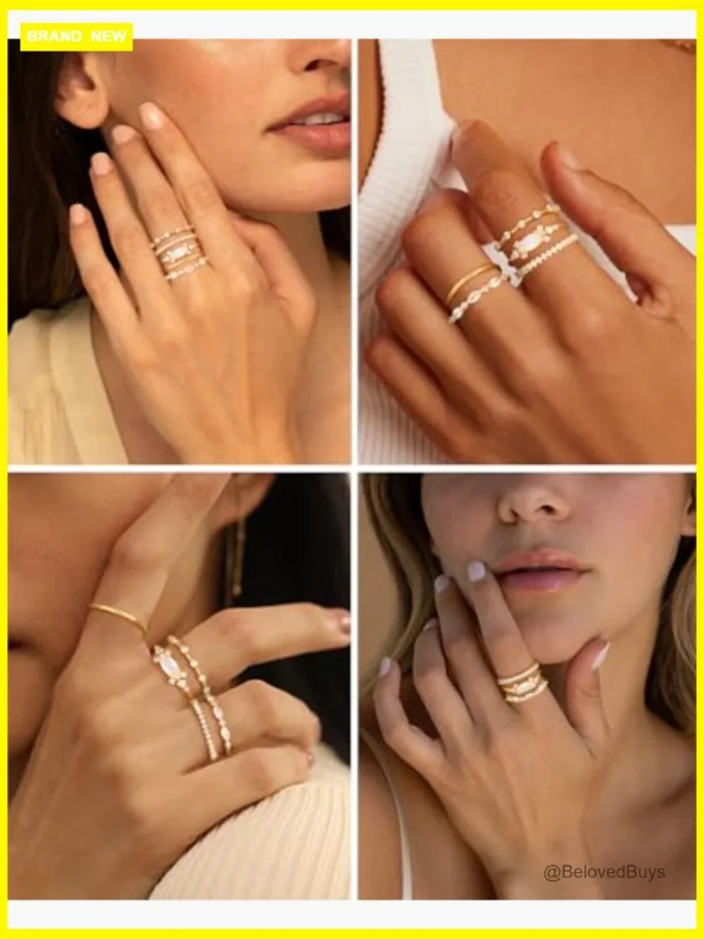 Stackable Dainty 18K Gold Plated Cubic Zirconia Thin Eternity Engagement Ring
